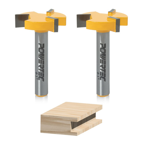 POWERTEC Slab Flattening Router Bit, CNC and Surfacing Router Bit 1/4 Shank, 1" Diameter, 1/4" Cutting Depth, Router Planer Bit - Perfect for Spoilboard Surfacing, Wood Milling Planing - 2PK, 73057-P2