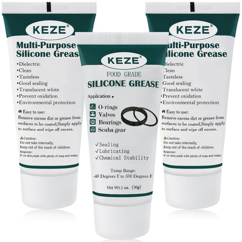 KEZE Silicone Grease Waterproof Food Grade Silicone Sealant Lubricant for Plumbers Valve Faucet O Rings 1 oz 3-Pack