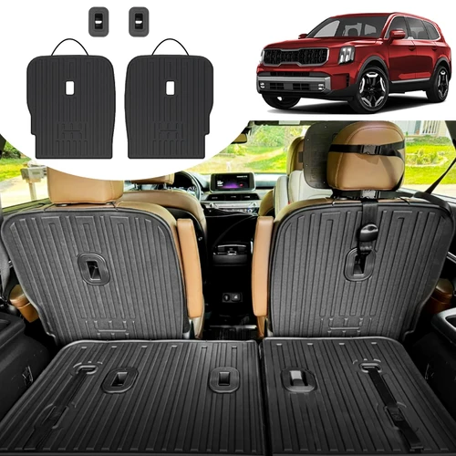 HOUCLEMIC Second Row Backrest Mats for 2020-2025 Kia Telluride Accessories 7 Seater, All Weather TPE Back Seat Protector Replacement for Kia Telluride