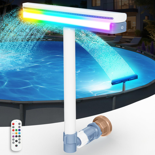 Upgraded Pool Fountain with Remote - Adjustable Waterfall Pool Sprinkler Fountains with Lights, Spray Water Fountains for Above Ground and Inground Pool for Cooling-Orange