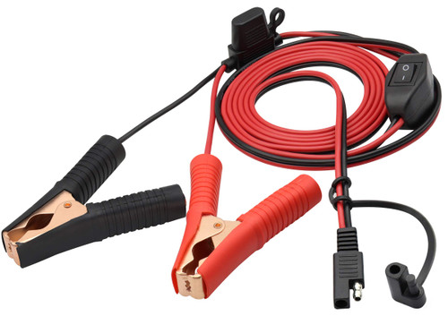 AAOTOKK Crocodile Clip Cable 16 AWG Wire Harness SAE to Battery Alligator Crocodile Clip12V DC Extension Cord with Switch and Fuse Box Quick Connect/Disconnect Snap Action Cable(2.4m/7.8ft -Fuse Box)