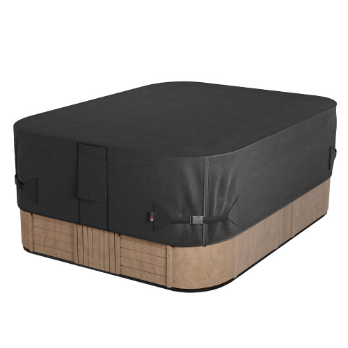 iBirdie Outdoor Waterproof Hot Tub Swim SPA Cover 112 x 97 inch fit 8 x 9 ft, 110 x 96, 108 x 96, 106 x 94, 600D Heavy Duty Weatherproof Rectangle Protectors Protective Rectangular Cover Cap