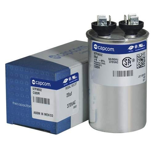 Genteq 97F9602-20 uf MFD 370 Volt VAC Genteq® Replacement Round Run Capacitor