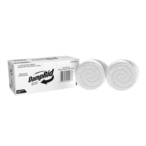 DampRid Moisture Absorber Drop-In Tablet Refill Pack, Fragrance Free, 15.8 oz., 4 Pack, Attract and Trap Excess Moisture and Eliminate Musty Odors for Cleaner, Fresher Air