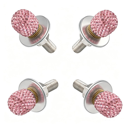 Lunsom License Plate Screws Kits, Bling Car Tag Plate Frames Covers Car License Plate Mounting Bolt 4 Pack Trim Replacement Kit (Pink-1)