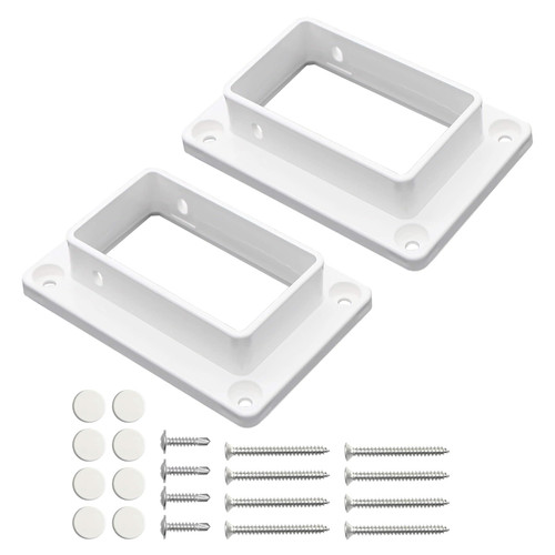 Aiwaiufu 2″ x 3.5″ White Vinyl Fence Brackets, Slotted Handrail Bracket Kit with Screws for Decking Railing, Mount to Wall or Other Vertical Flat Surface, Pack of 2