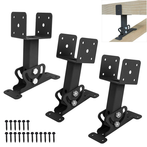 Wdwlbsm 3PCS Roof Riser Brackets Kit - Adjustable Pergola Beam Brackets - Heavy Duty Mount Brackets for 3-1/2" Wood Post, Black