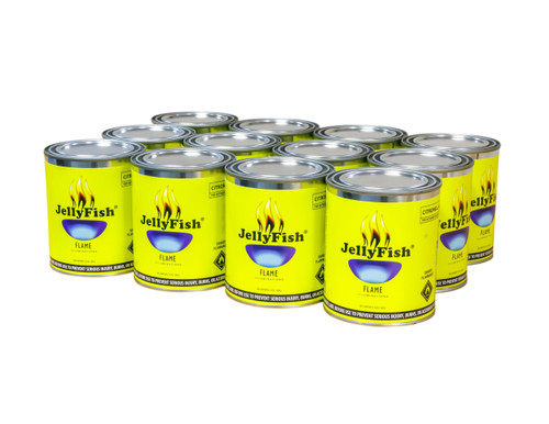 Real JellyFish Flame Premium Citronella Gel Fuel 12 Pack - Made in USA - Smoke-Free, Clean-Burning, Fresh Scent, About 3-Hour Burn, Pack of 12 Cans, 368g (13oz) Each