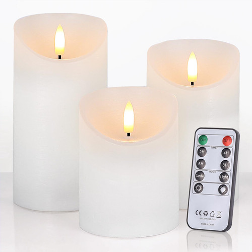 CREDTARNOS Flameless Candles with Remote Control, Realistic 3D Wick & Flickering LED, Battery Operated Electric Candles with Timer, Pure White for Holidays, Wedding, Party, Home Decor, Set of 3 CREDTARNOS Flameless Candles with Remote Control, Realistic 3D Wick & Flickering LED, Battery Operated Electric Candles with Timer, Pure White for Holidays, Wedding, Party, Home Decor, Set of 3