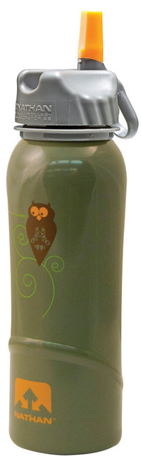 Nathan 700ml Steel Bottle with Flip Straw, Owl Black