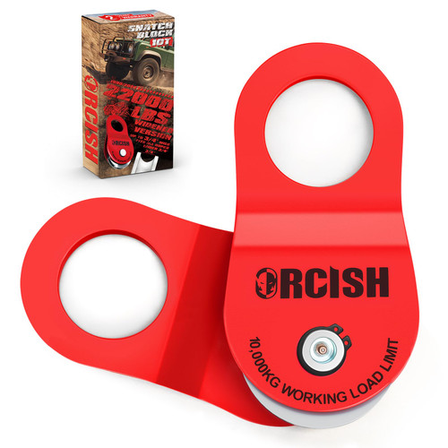 ORCISH 10 Ton Snatch Block, 22,000 LBS Capacity Block and Tackle Pulley System, Work with 0-3/4” Rope, Winch Hook Accessories, Heavy Duty Offroad Recovery Accessory for Truck, Tractor, ATV & UTV
