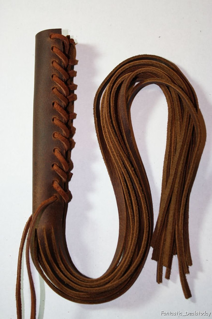 Heavy Duty Brown Leather Motorcycle Lever Covers for Hd Motorcycles 16" Fringe