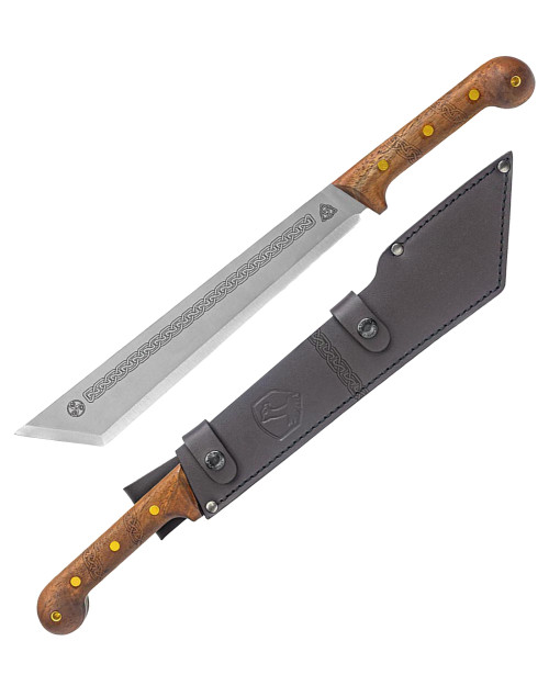 Condor Tool & Knife Argyll Scottish Heavy Duty Machete - 1075 High Carbon Steel - Walnut Handle - Hand Crafted Welted Leather Sheath - Cutlass Machete - 4.5mmThick - 12.21in Blade - 27.87oz