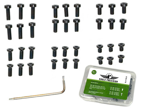 Eagle Precision #6-48 Screw Set | 36 Pcs of 6-48 Screws: 6mm, 8mm, 10mm for Precision Tools, Plates, and Mounts | Includes Oval & Standard Heads, Torx Key