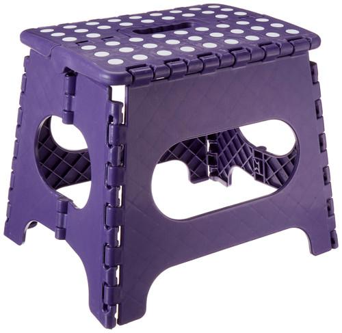 Folding Step Stool - 11" Hight - The Lightweight Step Stool is Sturdy Enough to Support Adults and Safe Enough for Kids. Opens Easy with One Flip. Great for Kitchen, Bathroom, Bedroom (Purple)