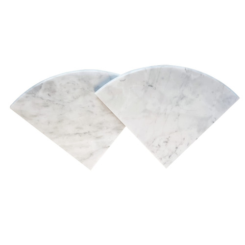 GEOONA 2 pcs Marble Shower Corner Shelf for Bathroom, 9 Inch x 9Inch Gray Veins and Soft White Marble Corner Shelves for Bath Wall Mounted Both Side Polished