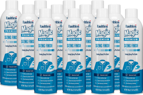 Magic Sizing Spray Light Body – No Flaking or Clogging! - Wrinkle Release Spray – 20oz Iron Spray for Clothes (Pack of 12) – Fresh Linen Scent Finishing Spray