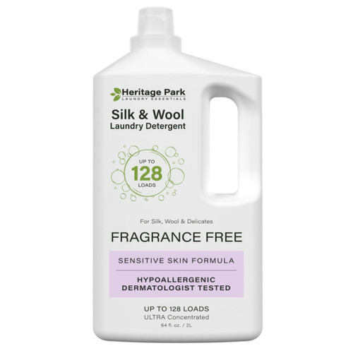 Heritage Park Silk & Wool Fragrance Free, Hypoallergenic, pH-Neutral Laundry Detergent - Dermatologist-tested, Sensitive Skin-Friendly, Enzyme-Free, Concentrated Up to 128 loads (64 fl oz)