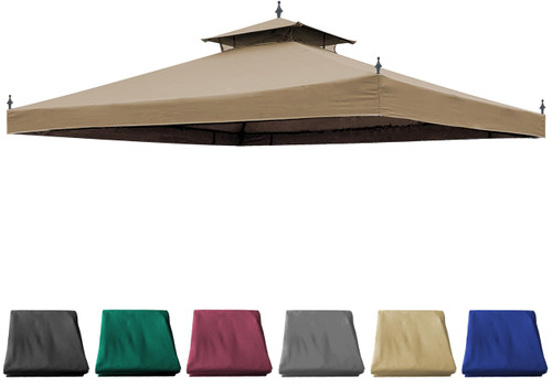10x12ft Replacement Cover Compatible with Parlay L-GZ288PST-4H and 10' x 12' Monterey Compatible with Chinese Knotted Gazebo A101012100/A101012110,(Khaki)