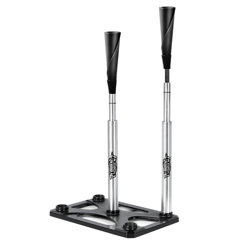 PLAYAPUT 5 Position Batting Tee,Hitting Tee Height Adjustable 24-46 Inch Baseball Tee with 2 Rubber Top,Aluminum Pole,Metal Base Softball Tee for All Players Practice Inside, Middle,Outside