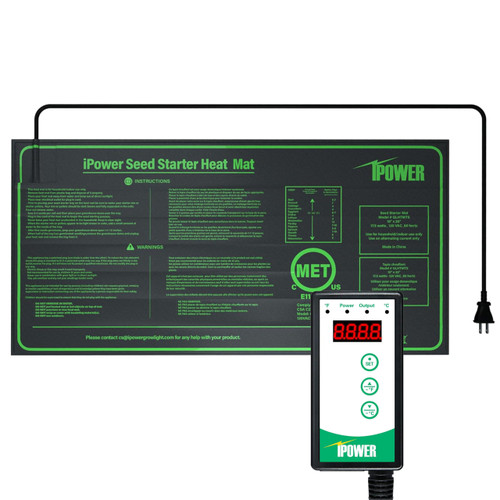 iPower Seedling Heat Mat Heating Pad 10"x20" with Digital Thermostat Combo Set, Waterproof for Indoor Seed Starting and Plant Germination