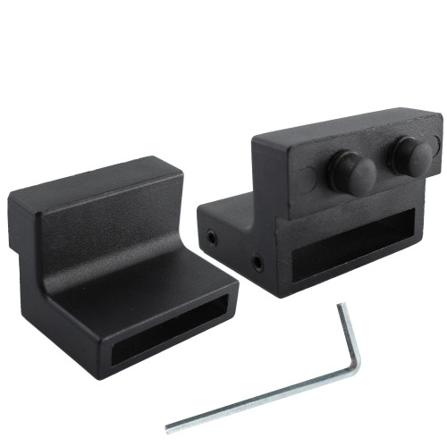 AUXBC Barn Door Stopper for Flat Track: 1.61×0.28"(L×W), Black Carbon Steel Sliding Barn Door Roller Stopper Limit Door Device with Wrench, 2pcs