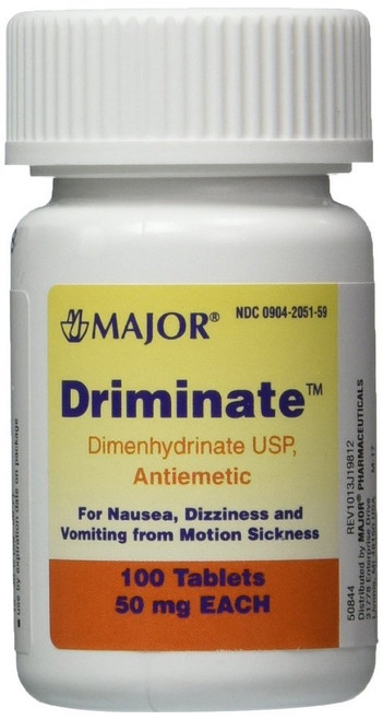 Driminate Generic for Dramamine Motion Sickness 50 mg Anti Nausea 100 ct (5 Pack)