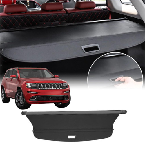 Vinomkii Trunk Cargo Cover Fit for Jeep Grand Cherokee (2 Row;WL) 2022 2023 2024 2025 2026 for Retractable Trunk Rear Security Cover Privacy Screen Shielding Shade with Carbon Fiber Texture