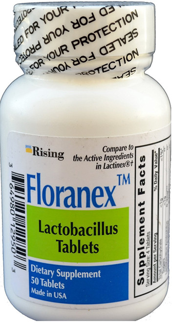 Floranex Probiotic for Colon Health Generic for Lactinex 50 Tablets per Bottle