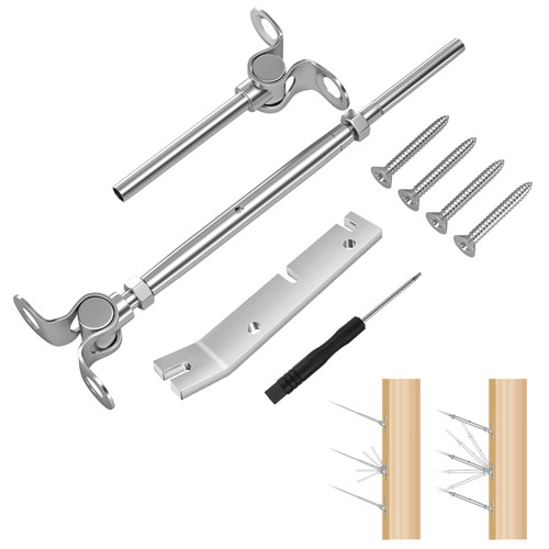 CKE 10 Pairs Cable Railing Kit 3/16" Swage Toggle Turnbuckle Cable Railing Hardware Kit T316 Stainless Steel for Wood Post Cable Railing System Wire Rope Cable Angle 180° Adjustable Angle Stairs Deck