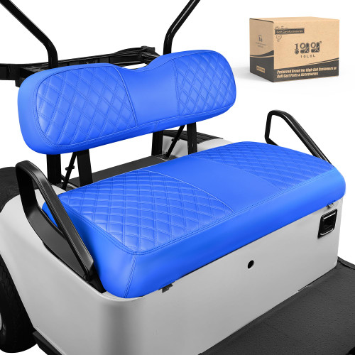 10L0L Golf Cart Leather Front Seat Cover for EZGO TXT - Soft PU Leather and Fitting Memory Foam, 3D Diamond Pattern, Golf Cart Vinyl Waterproof Replacement Seat Cover (Blue)