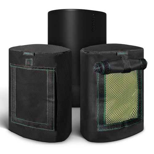 Black 600D Weatherproof Speaker Cover Custom Fit for Sonos Move Bluetooth Speaker with SoundFlap
