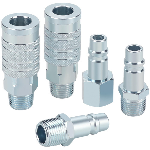 HOOTSUM 1/2” Air Hose Fittings Set, High Flow 2PCS I/M Industrial Type Coupler with 1/2” MNPT, 3PCS Plugs with 1/2” NPT, 5PCS Steel Air Compressor Accessories Quick Connect Fittings 300PSI