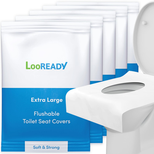 Toilet Seat Covers Disposable Flushable - Extra Large (18 x 22”) - Super Thick, Individually Wrapped Toilet Seat Cover for Travel & Public Bathroom - Premium Quality, Convenient and Hygienic (5 Pack)
