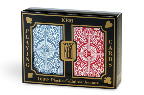 KEM Arrow Red and Blue Bridge Size Jumbo Index Playing Cards Height: 3.63" , Width: 2.38", Depth: 0.69