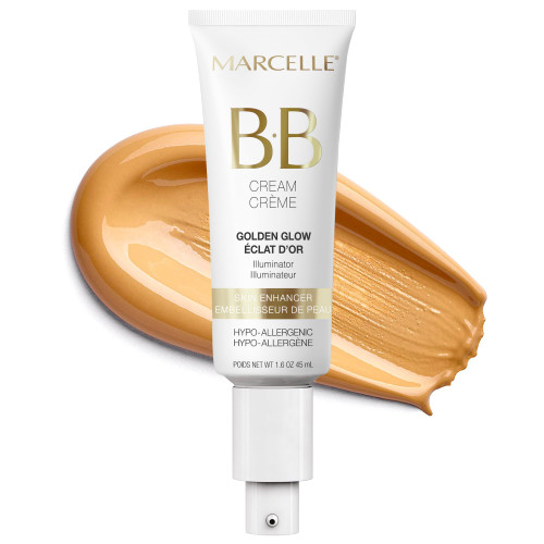 MARCELLE BB Cream Golden Glow, Universal Shade, Tinted Moisturizer, Skin Enhancer, Illuminator, Beauty Balm, Non-Comedogenic, Paraben,Oil and Cruelty Free, Hypoallergenic, 1.5 fl oz
