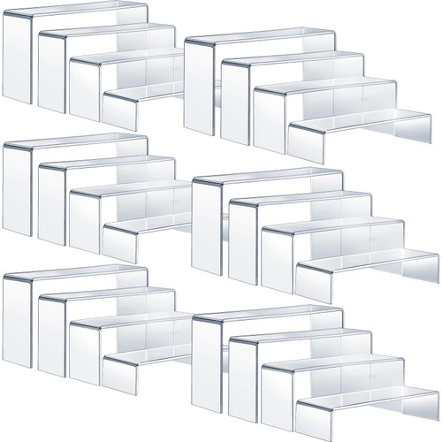 Sintuff 24 Pcs 6 Set Acrylic Display Risers 9", 8.7", 8.3", 8" Clear Acrylic Shelves 4 Tier Product Stand Perfume Organizer Stand Dessert Cupcake Shelves for Table Decoration Party Showcase Organizer Sintuff 24 Pcs 6 Set Acrylic Display Risers 9", 8.7", 8.3", 8" Clear Acrylic Shelves 4 Tier Product Stand Perfume Organizer Stand Dessert Cupcake Shelves for Table Decoration Party Showcase Organizer