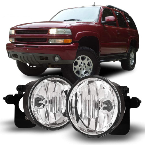 CPW Fog Lights Fit for [2000-2006 Chevy Suburban 1500 2500 Z71] [2000-2006 Chevy Tahoe Z71], Clear Lens Bumper Driving Fog Lights Pair [1997-2003 Pontiac Grand Prix] [2000-2005 Pontiac Sunfire]