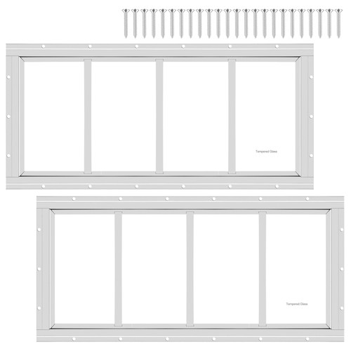 2 Pack Shed Window 10" W x23 H, White Flush Mount Window with Tempered Glass for Playhouses, Sheds, Garage and Chicken Coops
