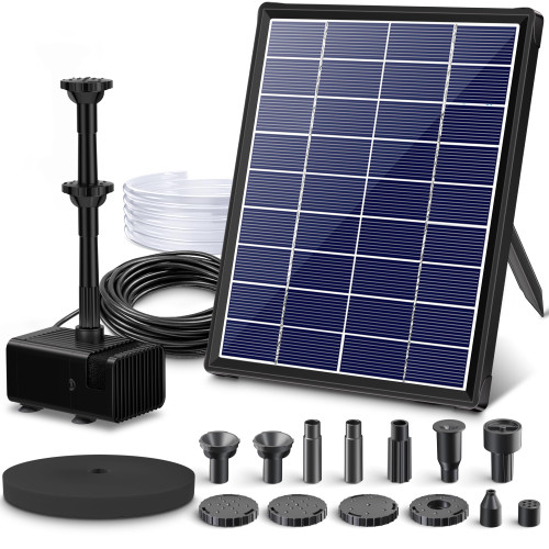Biling 5.5W Solar Fountain Pump for Bird Bath, DIY Solar Water Pump with Double-Layer Nozzles & Dry-Run Protection 5 FT Tubing for Birdbath, Garden Ponds, Water Features
