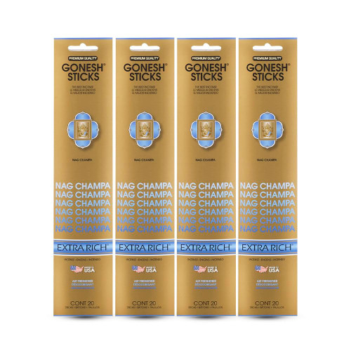 Gonesh - Extra Rich Scented Incense Sticks - Non-Toxic 10” Slow Burn Aromatic Sticks - Nag Champa - 80 Pack