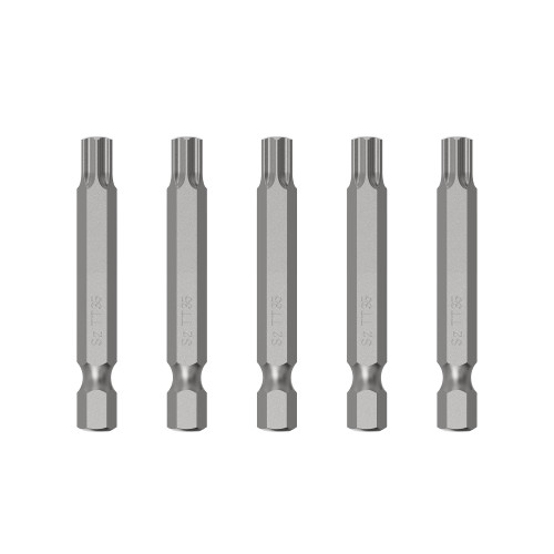 FOCMKEAS 5PCS T35 Magnetic Tamper Proof Torx Screwdriver Bits, 1/4 Inch Hex Shank 2 Inch Length S2 Steel Security Drill Torx Head Drill Screw Driver Tools(50mm Long, Star 6 Point)
