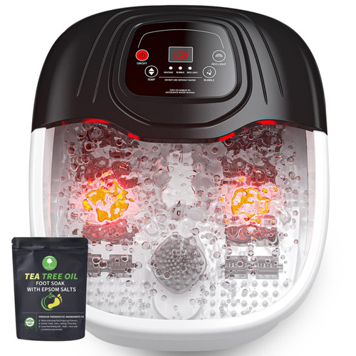 MODILIC Foot Soaking Tub, Foot Spa Bath Massager with Heat, Epsom Salt,Bubbles, Vibration and Red Light,Foot Soaker, Birthday Gifts for Mom Dad Women Men Her Him