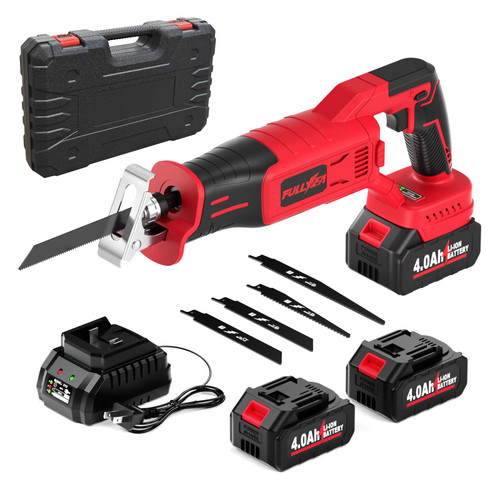 FULLYEA Reciprocating Saw Cordless, 0-3500 SPM Power Reciprocating Saw, Tool-Free Blade Change, Brushless Recipro Saws with 2 * 4.0Ah Battery & 4 Blades, Cordless Saw for Wood/Metal/Plastic Cutting