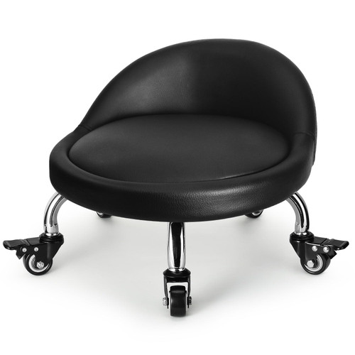 FLOLXNB Low Height Rolling Stool,Low Stool Chair with Back,Low Roller Seat Stool Chair,Rolling Stool for Home Office Garage Shop,M