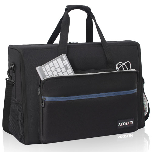 AKOZLIN 24 inch Monitor Bag, Dual Monitor Carrying Case(up to 2), Padded Monitor Travel Case (NOT for iMac), LCD Screens/TVs Transport Tote Bag with Shoulder Strap Accessories Pocket