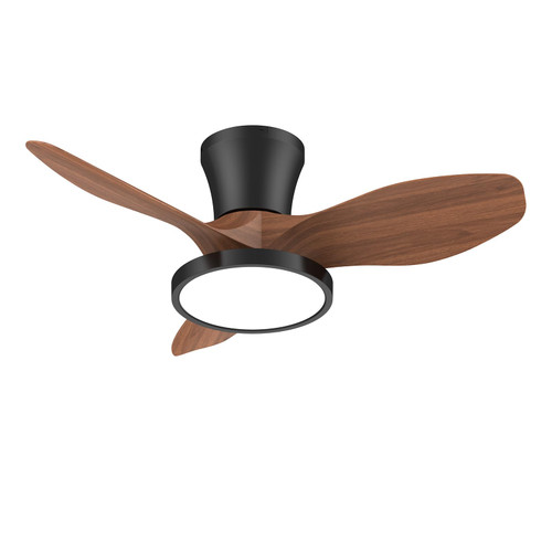 ocioc Quiet Ceiling Fan with LED Light DC motor 32 inch Large Air Volume Remote Control Walnut for Kitchen Bedroom Dining room Patio