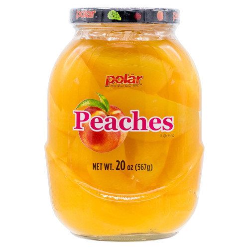 MW Polar Peach Slices in Light Syrup, glass Jar 20oz (pack of 6)