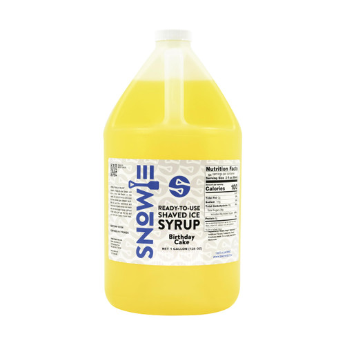 SNOWIE - Shaved Ice Snow Cone Ready to Use Syrup - Gallon (Flavor: Birthday Cake)