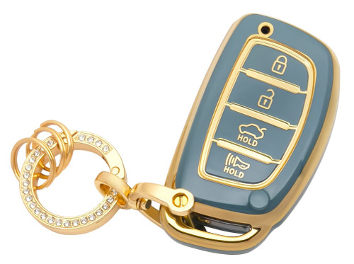 TPU Protector Key Fob Cover Keychain fit for Hyundai Tucson Sonata Elantra Elantra GT Ioniq Keyless Entry Key Fob (Blue)